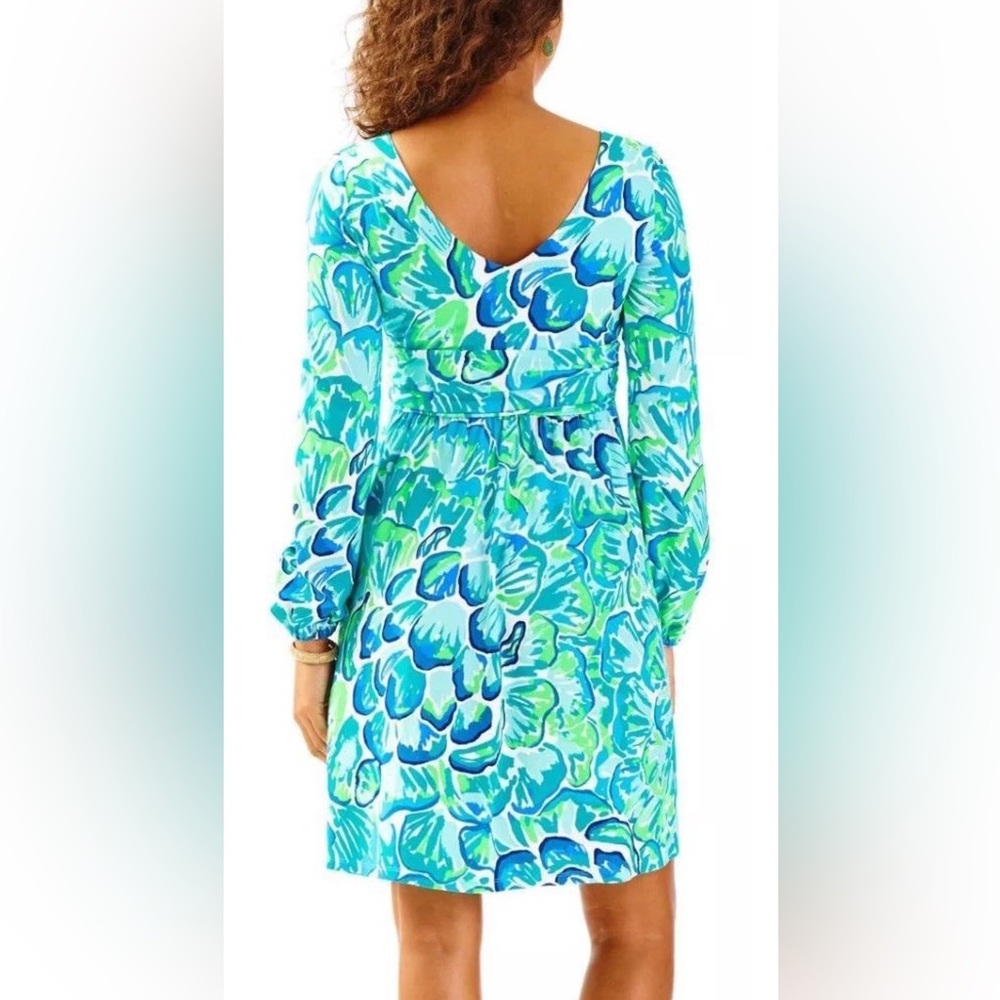 Lilly Pulitzer Fleur Agate Green Lazy River Rayon Spandex Jersey Dress XL - Picture 2 of 10